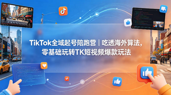 TikTok全域起号陪跑营｜吃透海外算法，零基础玩转TK短视频爆款玩法-低成本创业项目大全｜短视频带货+AI副业变现｜知行创业网