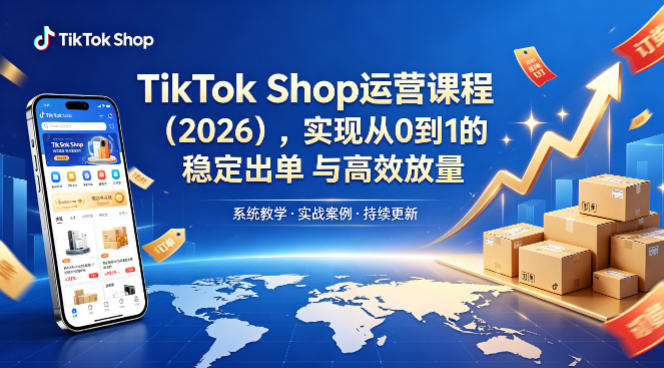 TikTok Shop运营课程（2026），实现从0到1的稳定出单与高效放量-低成本创业项目大全｜短视频带货+AI副业变现｜知行创业网
