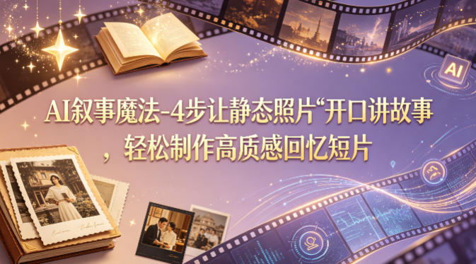 AI叙事魔法-4步让静态照片“开口讲故事”，轻松制作高质感回忆短片-低成本创业项目大全｜短视频带货+AI副业变现｜知行创业网