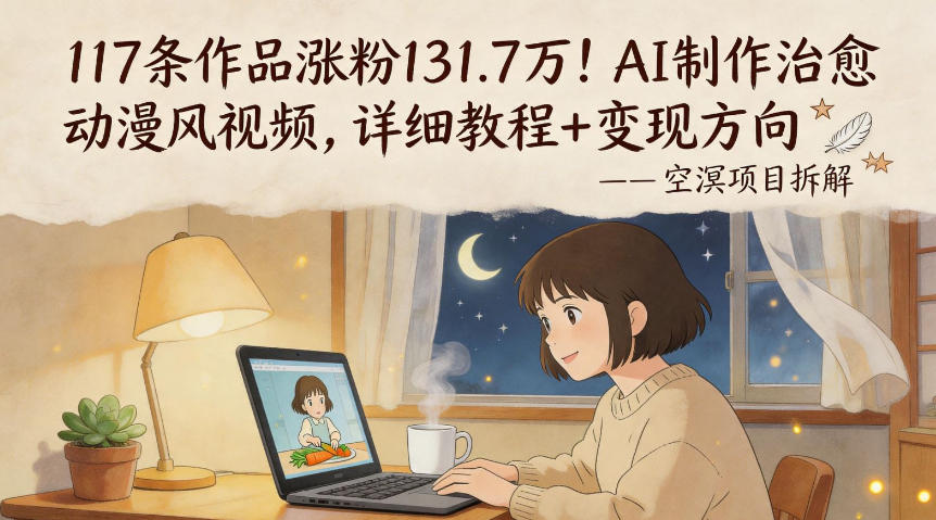 117条作品涨粉131.7W！AI制作治愈动漫风视频，详细教程+变现方向-低成本创业项目大全｜短视频带货+AI副业变现｜知行创业网