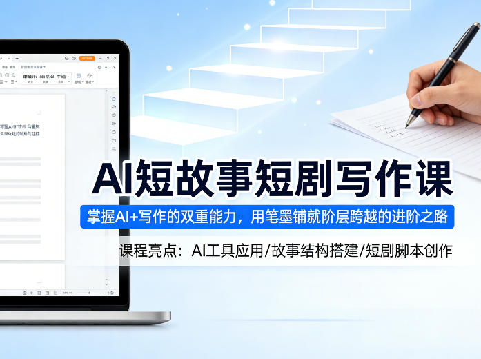 AI短故事短剧写作课，掌握AI+写作的双重能力，用笔墨铺就阶层跨越的进阶之路-低成本创业项目大全｜短视频带货+AI副业变现｜知行创业网