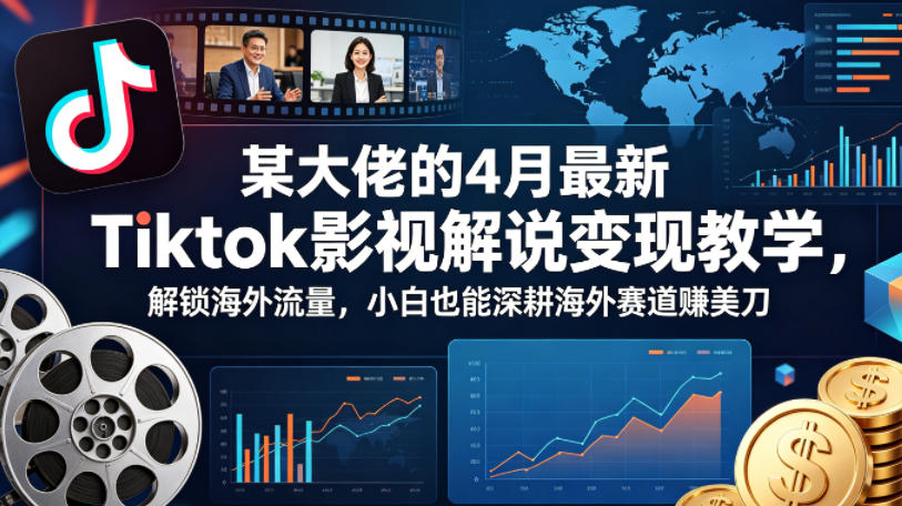某大佬的4月最新Tiktok影视解说变现教学，解锁海外流量，小白也能深耕海外赛道賺美刀-低成本创业项目大全｜短视频带货+AI副业变现｜知行创业网