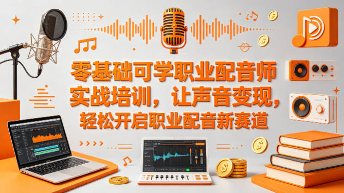 零基础可学职业配音师实战培训，让声音变现，轻松开启职业配音新赛道-低成本创业项目大全｜短视频带货+AI副业变现｜知行创业网
