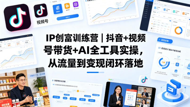 IP创富训练营｜抖音+视频号带货+AI全工具实操，从流量到变现闭环落地-低成本创业项目大全｜短视频带货+AI副业变现｜知行创业网