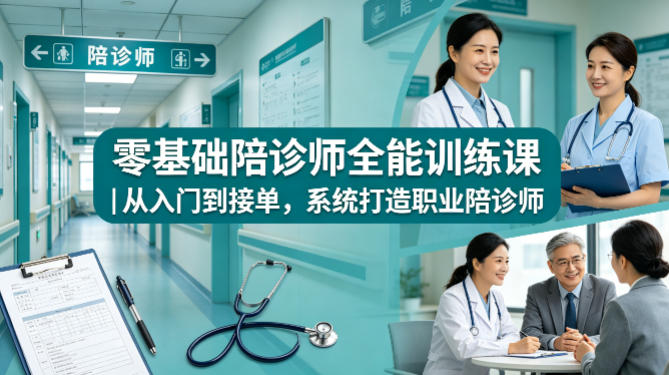 零基础陪诊师全能训练课｜从入门到接单，系统打造职业陪诊师-低成本创业项目大全｜短视频带货+AI副业变现｜知行创业网