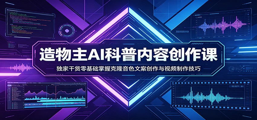 AI科普内容创作课：独家干货零基础掌握克隆音色文案创作与视频制作技巧-低成本创业项目大全｜短视频带货+AI副业变现｜知行创业网