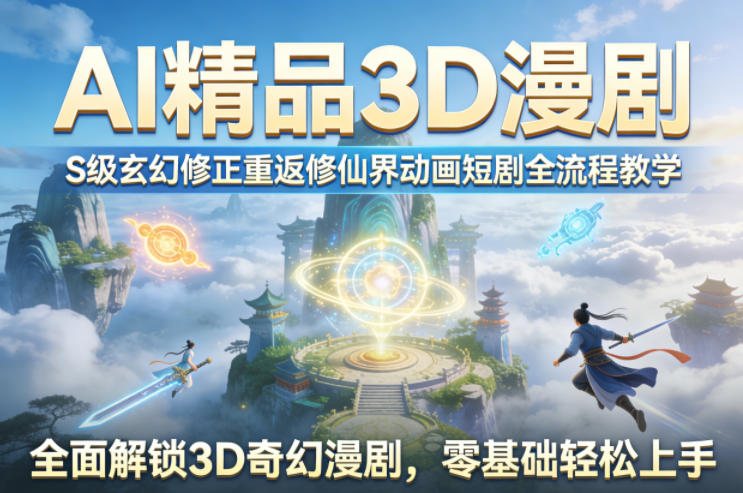 AI精品3D漫剧S级玄幻修正重返修仙界动画短剧全流程教学，全面解锁3D奇幻漫剧，零基础轻松上手-低成本创业项目大全｜短视频带货+AI副业变现｜知行创业网
