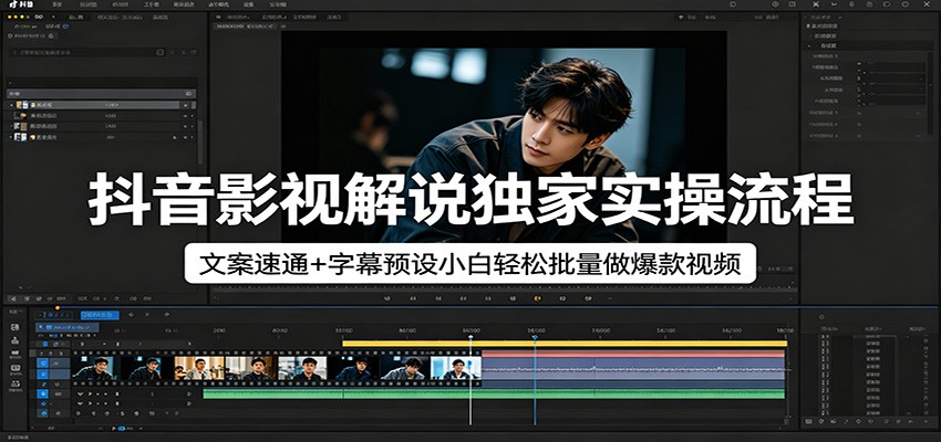 抖音影视解说独家实操流程，文案速通+字幕预设小白轻松批量做爆款视频-低成本创业项目大全｜短视频带货+AI副业变现｜知行创业网