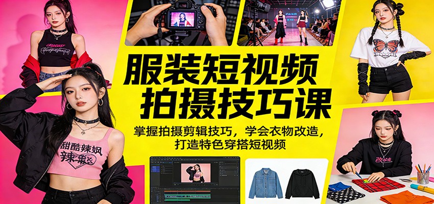 服装短视频拍摄技巧课：掌握拍摄剪辑技巧，学会衣物改造，打造特色穿搭短视频-低成本创业项目大全｜短视频带货+AI副业变现｜知行创业网