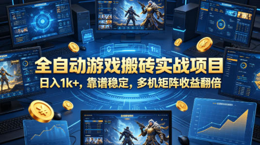 全自动游戏搬砖实战项目，日入1k+，靠谱稳定，多机矩阵收益翻倍【揭秘】-低成本创业项目大全｜短视频带货+AI副业变现｜知行创业网