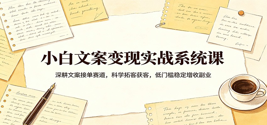 小白文案变现实战系统课：深耕文案接单赛道，科学拓客获客，低门槛稳定增收副业-低成本创业项目大全｜短视频带货+AI副业变现｜知行创业网