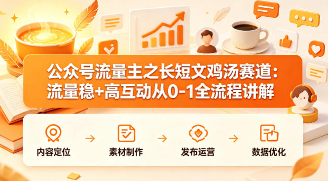 公众号流量主之长短文鸡汤赛道,流量稳+高互动,从0-1全流程讲解-低成本创业项目大全|短视频带货+AI副业变现|知行创业网