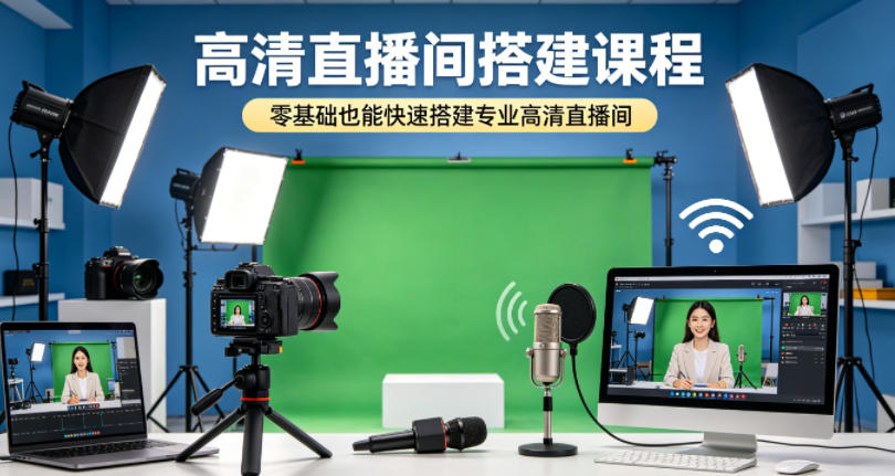 高清直播间搭建课程，零基础也能快速搭建专业高清直播间-低成本创业项目大全｜短视频带货+AI副业变现｜知行创业网