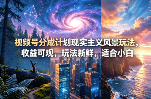 视频号分成计划现实主义风景玩法，收益可观，玩法新鲜，适合小白-低成本创业项目大全｜短视频带货+AI副业变现｜知行创业网