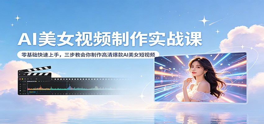 AI美女视频制作实战课：零基础快速上手，三步教会你制作高清爆款AI美女短视频-低成本创业项目大全｜短视频带货+AI副业变现｜知行创业网