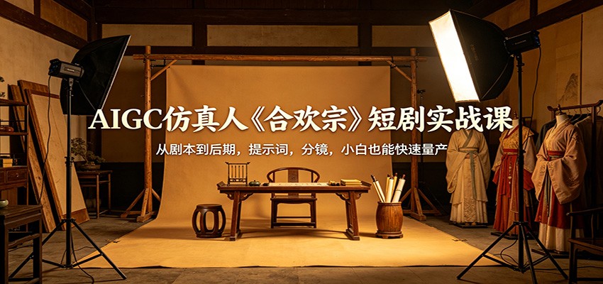 AIGC仿真人《合欢宗》短剧实战课：从剧本到后期，提示词，分镜，小白也能快速量产-低成本创业项目大全｜短视频带货+AI副业变现｜知行创业网