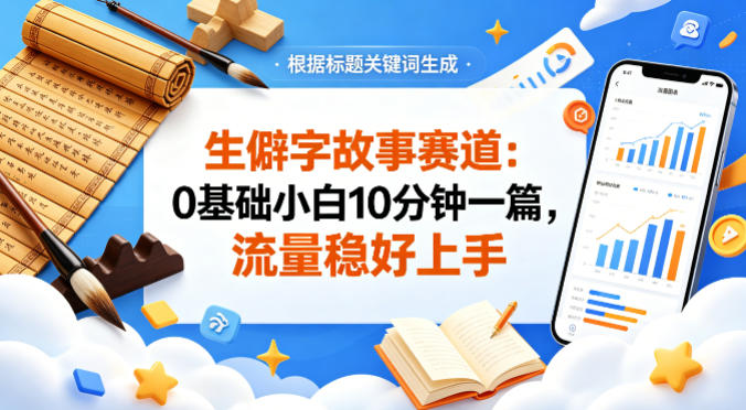 公众号流量主——生僻字故事赛道，流量稳，好上手，0基础小白也能10分钟一篇-低成本创业项目大全｜短视频带货+AI副业变现｜知行创业网