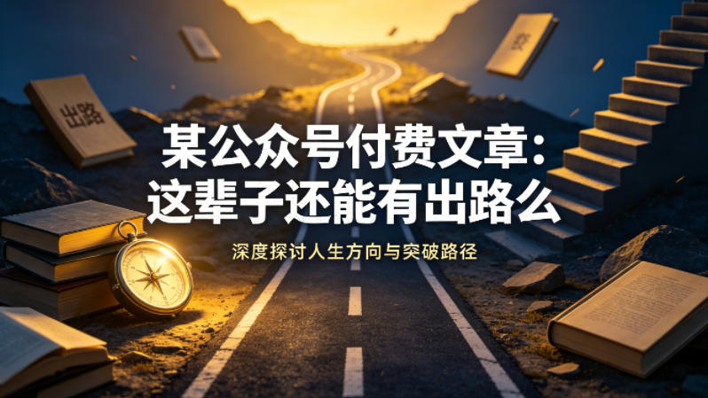 某公众号付费文章：这辈子还能有出路么-低成本创业项目大全｜短视频带货+AI副业变现｜知行创业网