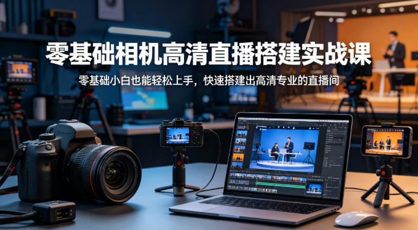 零基础相机高清直播间搭建实战课，小白也能轻松上手，快速搭建出高清专业的直播间-低成本创业项目大全｜短视频带货+AI副业变现｜知行创业网