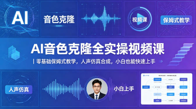 AI音色克隆全实操视频课｜零基础保姆式教学，人声仿真合成，小白也能快速上手-低成本创业项目大全｜短视频带货+AI副业变现｜知行创业网