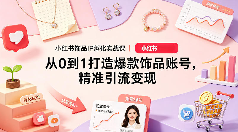 小红书饰品IP孵化实战课｜从0到1打造爆款饰品账号，精准引流变现-低成本创业项目大全｜短视频带货+AI副业变现｜知行创业网