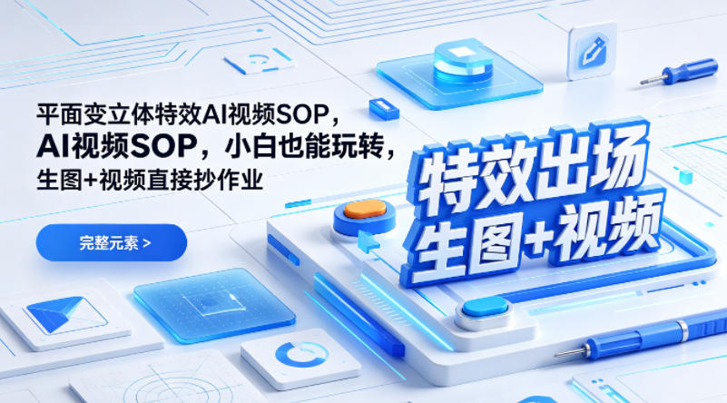 （特效出场）平面变立体特效AI视频SOP，小白也能玩转，生图+视频直接抄作业-低成本创业项目大全｜短视频带货+AI副业变现｜知行创业网
