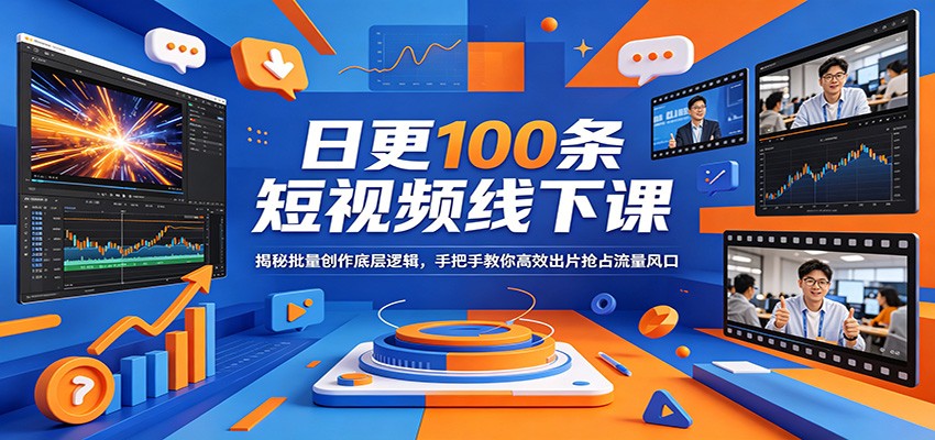 日更100条短视频线下课：揭秘批量创作底层逻辑，手把手教你高效出片抢占流量风口-低成本创业项目大全｜短视频带货+AI副业变现｜知行创业网