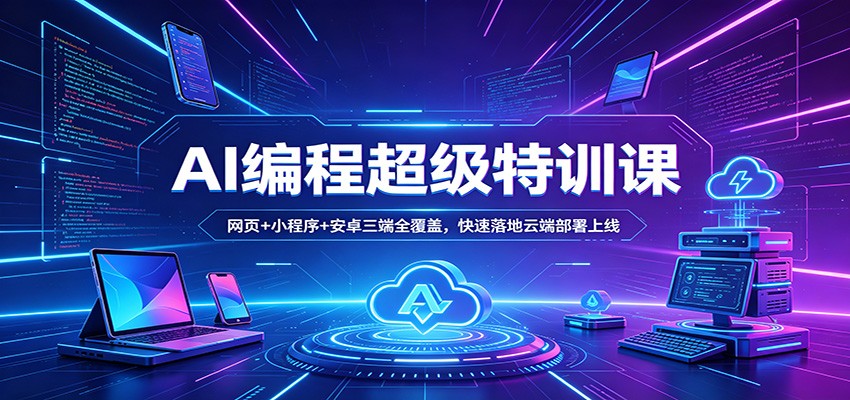 AI编程超级特训课：网页+小程序+安卓三端全覆盖，快速落地云端部署上线-低成本创业项目大全｜短视频带货+AI副业变现｜知行创业网