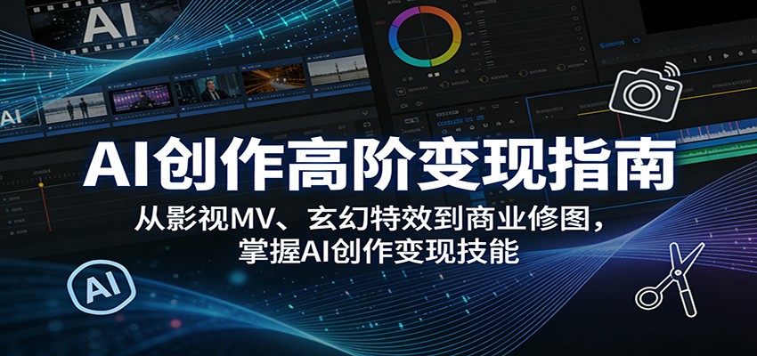 AI创作高阶变现指南:从影视MV、玄幻特效到商业修图,掌握AI创作变现技能-低成本创业项目大全|短视频带货+AI副业变现|知行创业网