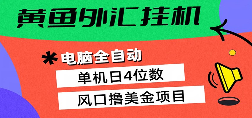 黄鱼外汇挂机：全自动赚美金、自动交易、风口项目-低成本创业项目大全｜短视频带货+AI副业变现｜知行创业网