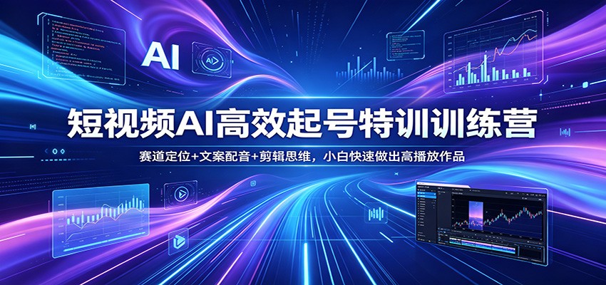 短视频AI高效起号特训训练营：赛道定位+文案配音+剪辑思维，小白快速做出高播放作品-低成本创业项目大全｜短视频带货+AI副业变现｜知行创业网