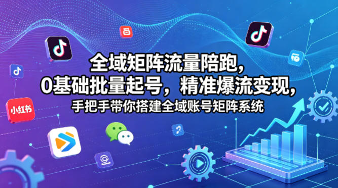 全域矩阵流量陪跑，0基础批量起号，精准爆流变现，手把手带你搭建全域账号矩阵系统-低成本创业项目大全｜短视频带货+AI副业变现｜知行创业网