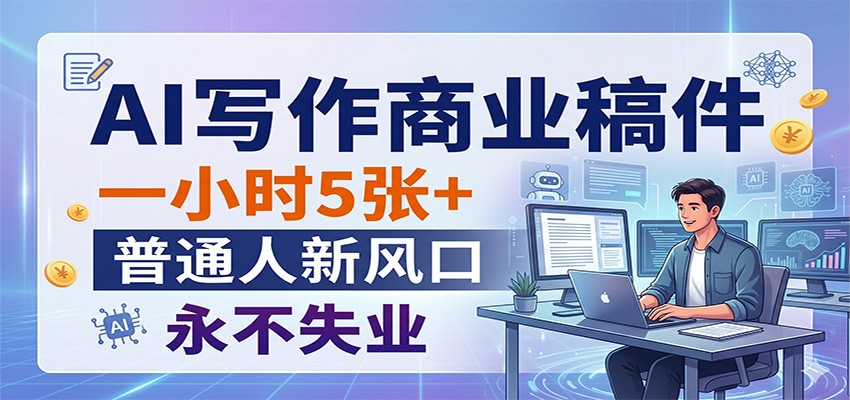 AI写作商业稿件，一小时5张+，普通人新风口，永不失业-低成本创业项目大全｜短视频带货+AI副业变现｜知行创业网