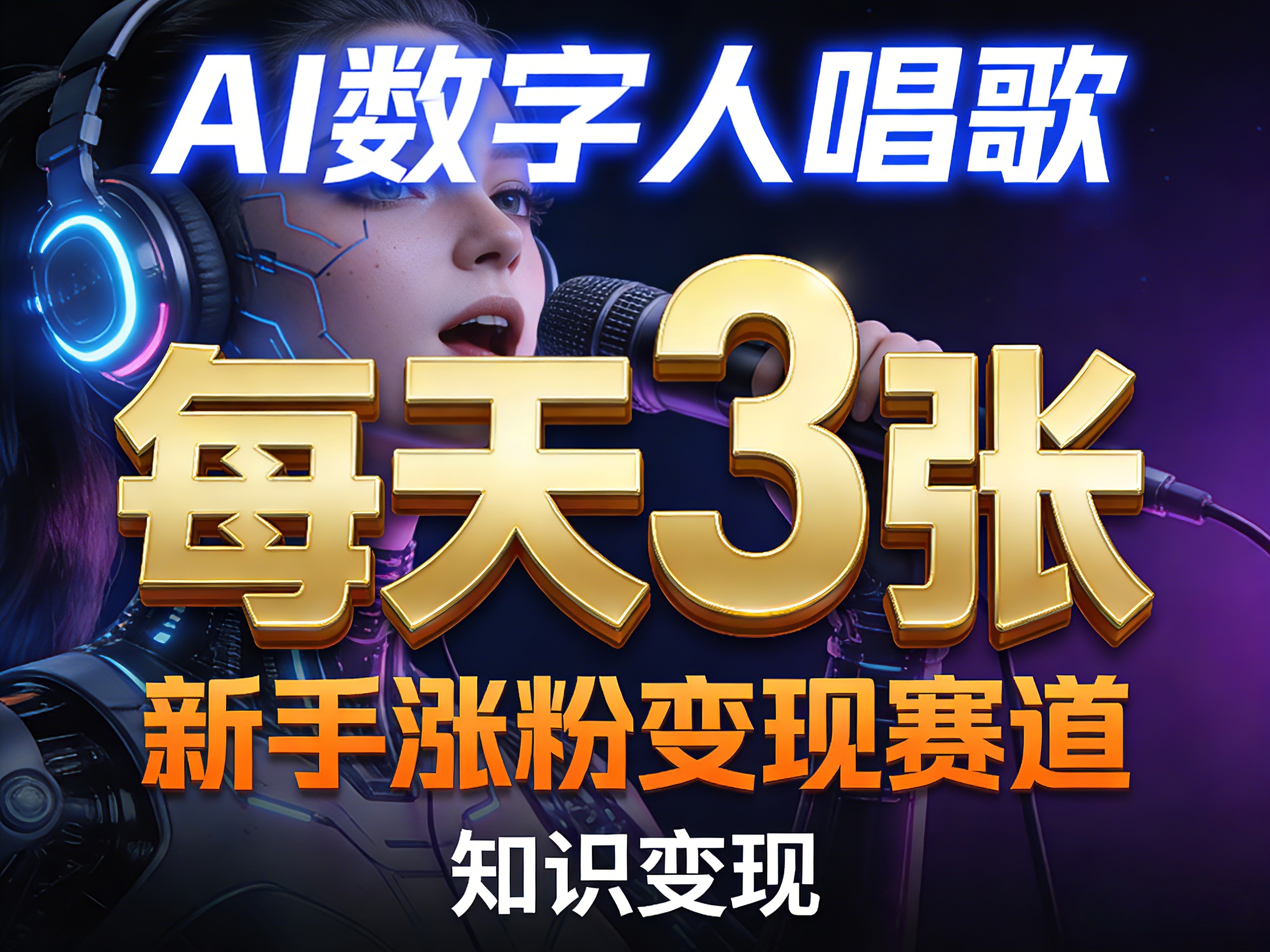 AI数字人唱歌，新手涨粉变现赛道，每天3张和知识付费，副业必备-低成本创业项目大全｜短视频带货+AI副业变现｜知行创业网