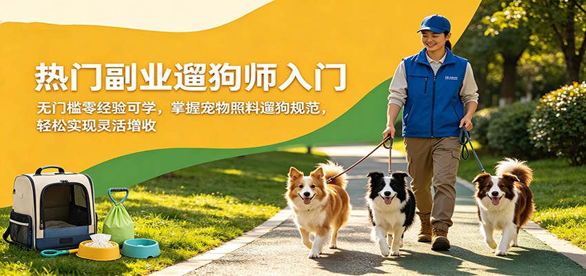 热门副业遛狗师入门，无门槛零经验可学，掌握宠物照料遛狗规范，轻松实现灵活增收-低成本创业项目大全｜短视频带货+AI副业变现｜知行创业网