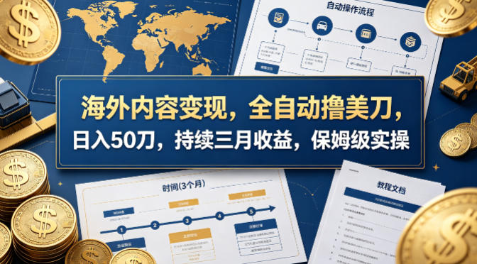 海外内容变现，全自动撸美刀，日入50刀，持续三月收益，保姆级实操【揭秘】-低成本创业项目大全｜短视频带货+AI副业变现｜知行创业网