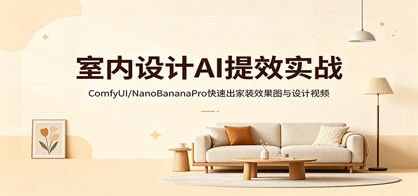 室内设计AI提效实战：ComfyUI/NanoBananaPro快速出家装效果图与设计视频-低成本创业项目大全｜短视频带货+AI副业变现｜知行创业网