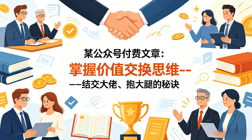 某公众号付费文章：掌握价值交换思维—-结交大佬、抱大腿的秘诀-低成本创业项目大全｜短视频带货+AI副业变现｜知行创业网