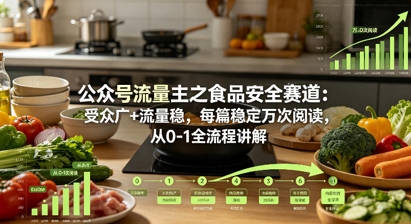 公众号流量主之食品安全赛道，受众广+流量稳，每篇作品稳定万次阅读，从0-1全流程讲解-低成本创业项目大全｜短视频带货+AI副业变现｜知行创业网