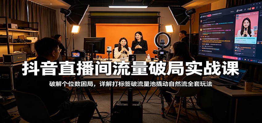 抖音直播间流量破局实战课：破解个位数困局，详解打标签破流量池撬动自然流全套玩法-低成本创业项目大全｜短视频带货+AI副业变现｜知行创业网