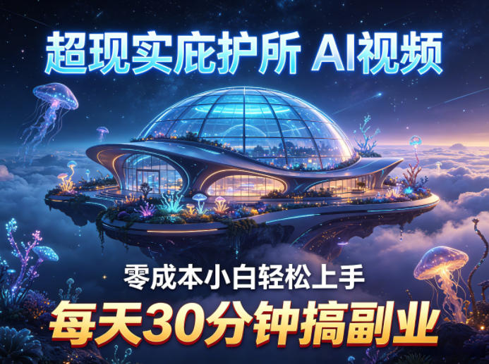 超现实庇护所AI视频项目拆解，零成本小白轻松上手，每天30分钟搞副业-低成本创业项目大全｜短视频带货+AI副业变现｜知行创业网