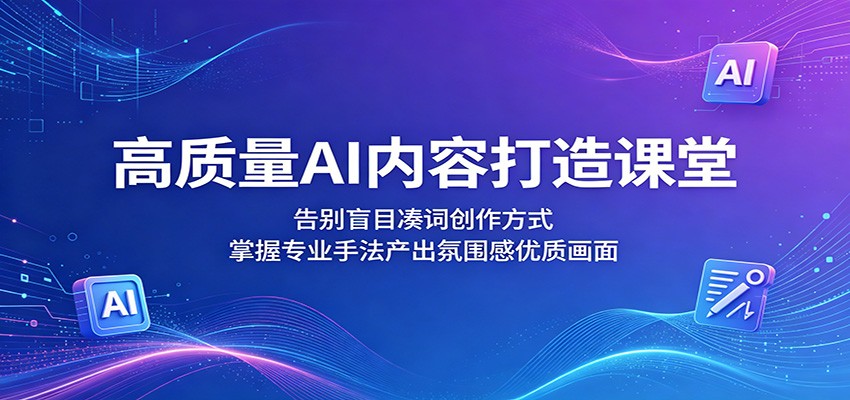 高质量AI内容打造课堂：告别盲目凑词创作方式，掌握专业手法产出氛围感优质画面-低成本创业项目大全｜短视频带货+AI副业变现｜知行创业网