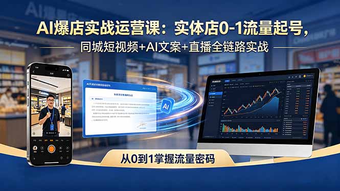 （18451期）AI爆店实战运营课：实体店0-1流量起号，同城短视频+AI文案+直播全链路实战-低成本创业项目大全｜短视频带货+AI副业变现｜知行创业网