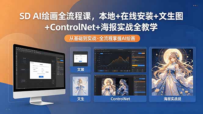（18453期）SD AI绘画全流程课，本地+在线安装+文生图+ControlNet+海报实战全教学-低成本创业项目大全｜短视频带货+AI副业变现｜知行创业网