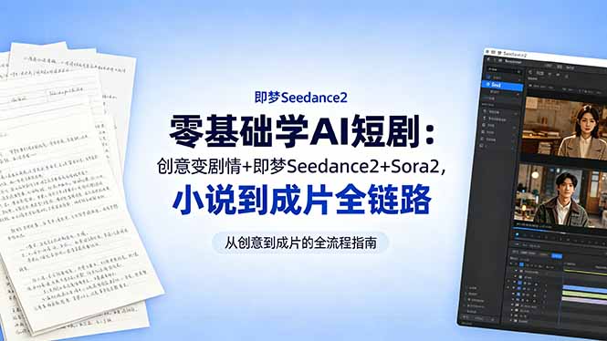 （18537期）零基础学AI短剧：创意变剧情+即梦Seedance2+Sora2，小说到成片全链路-低成本创业项目大全｜短视频带货+AI副业变现｜知行创业网