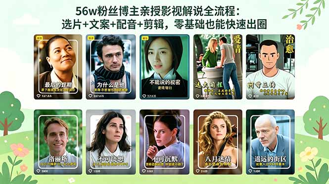 （18579期）56万粉丝博主亲授影视解说全流程：选片+文案+配音+剪辑，零基础也能快速出圈-低成本创业项目大全｜短视频带货+AI副业变现｜知行创业网