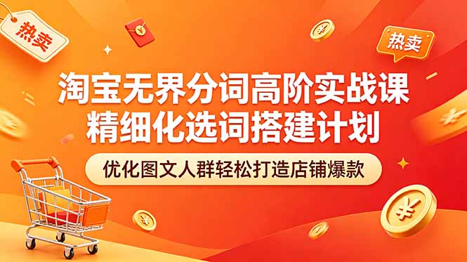 （18564期）淘宝无界分词高阶实战课 精细化选词搭建计划 优化图文人群轻松打造店铺爆款-低成本创业项目大全｜短视频带货+AI副业变现｜知行创业网