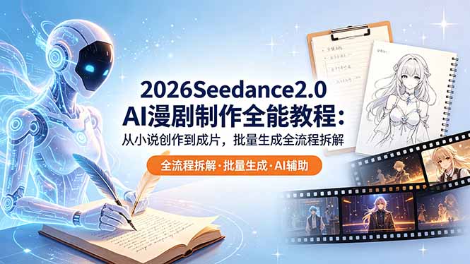 (18537期)2026Seedance2.0 AI制作全能教程:从小说创作到成片,批量生成全流程拆解-低成本创业项目大全|短视频带货+AI副业变现|知行创业网