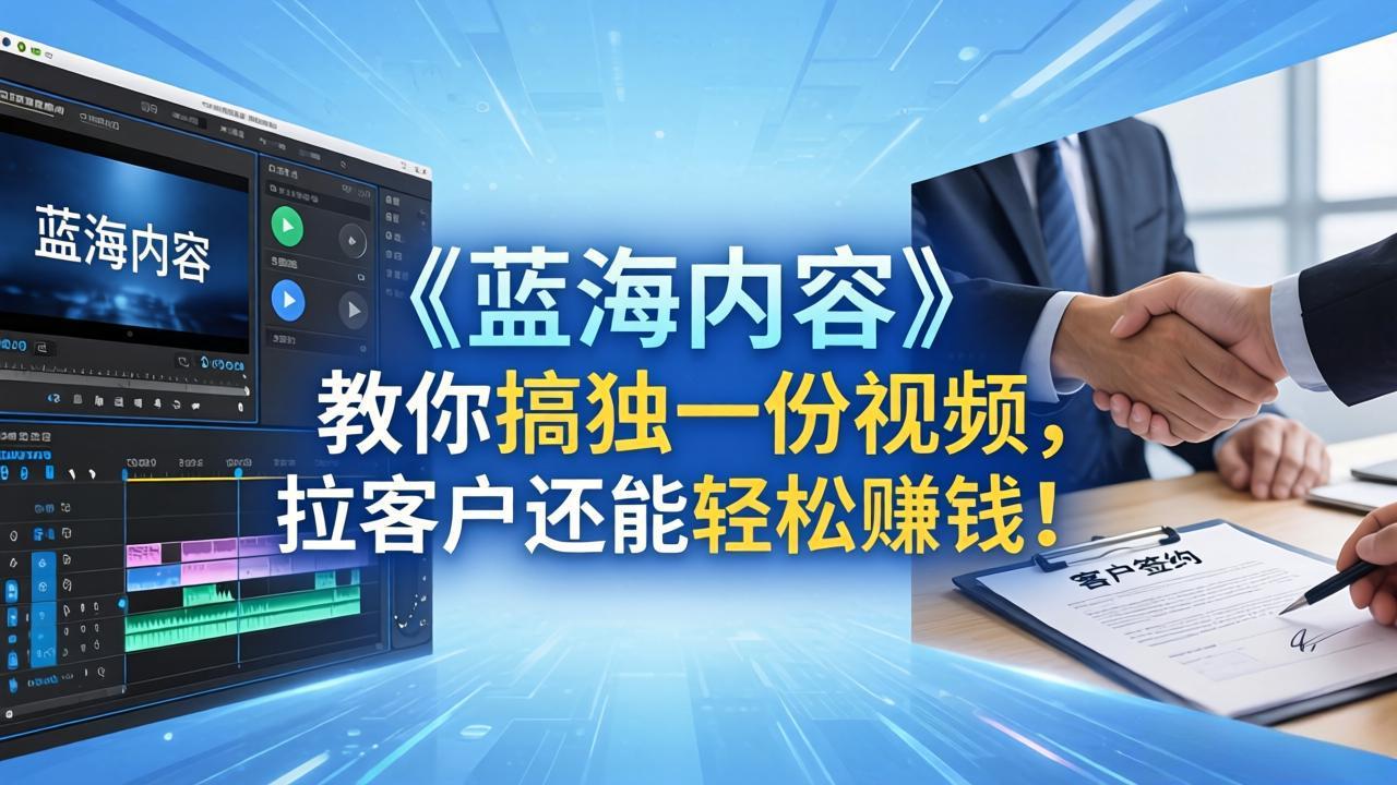 （18301期）做视频卷不动了？《蓝海内容》教你搞独一份视频，拉客户还能轻松赚钱！-低成本创业项目大全｜短视频带货+AI副业变现｜知行创业网