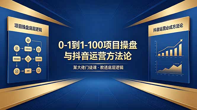 （18382期）0-1到1-100怎么建？某大佬门徒课教透项目操盘底层逻辑+抖音运营必成方法论-低成本创业项目大全｜短视频带货+AI副业变现｜知行创业网